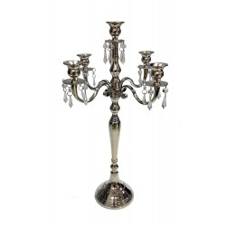 Five Arm Silver Plated Handcrafted Designer Candelabra Candle Stand for Home Decor