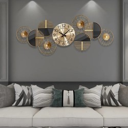 Black&Gold Luxury Fashion Artistic Home Large Metal Wall Clock Decor