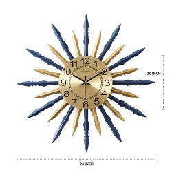 Modern Sunburst-Shape Iron Art Oversized Silent Wall Clock