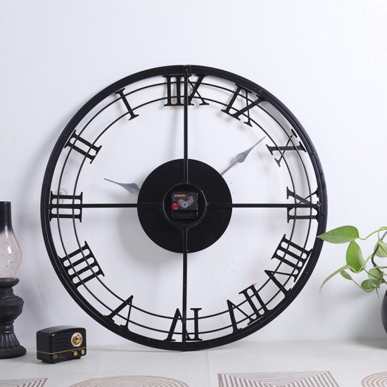 Metal Wall Clock European Creative Wrought Iron Round Clock