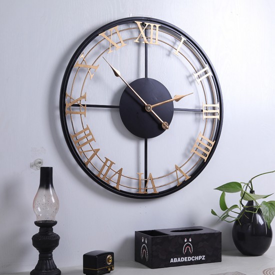 Metal Wall Clock European Creative Wrought Iron Round Clock