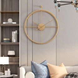 Golden European Metal Wall Clock for Your Living Room Decoration