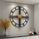 Antique Metal Wall Clock with Gold and Black Finishing