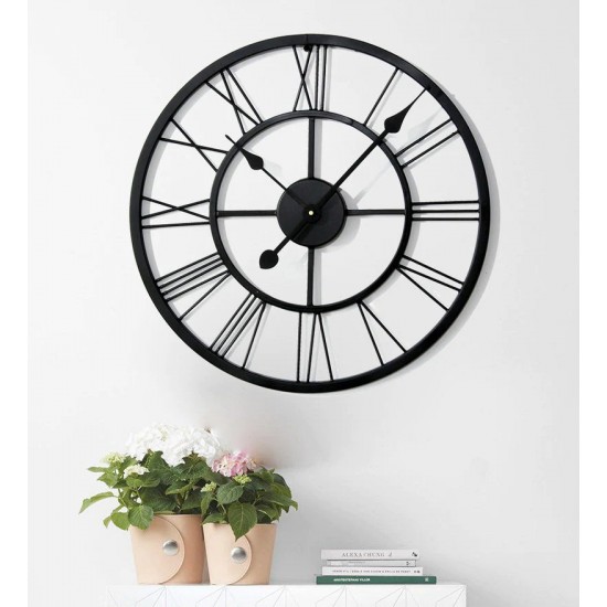 Black Color Live Roman Skeleton Decorative Metal Wall Clock