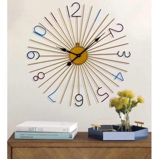 Golden Metal Analog Round Clock