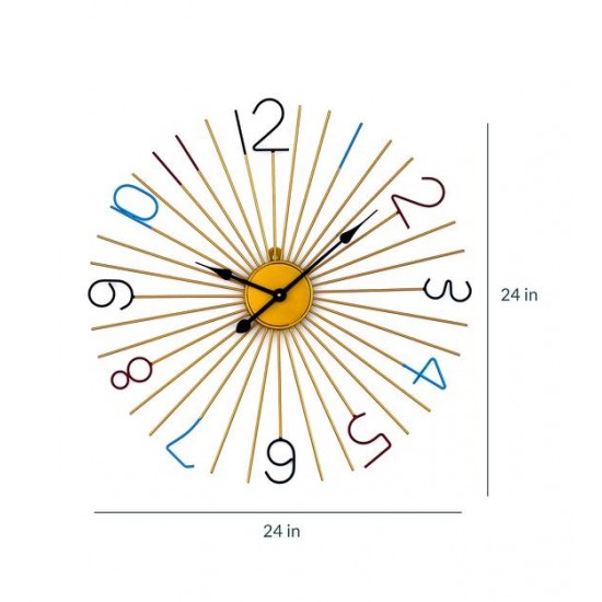 Golden Metal Analog Round Clock