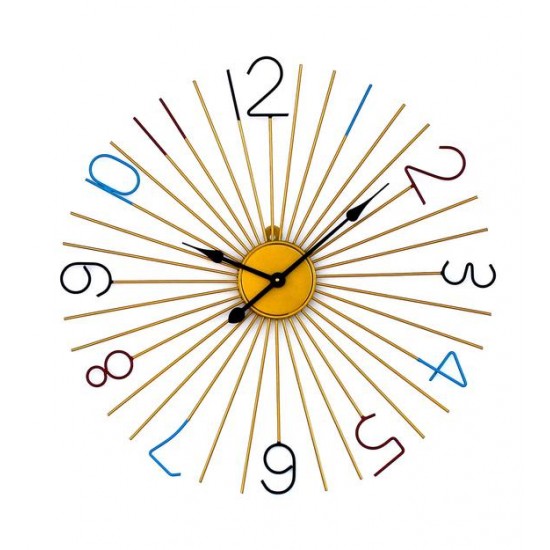 Golden Metal Analog Round Clock