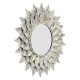 White / Golden Handicrafts Antique Looking Flower Design Decorative Metal Wall Mirror