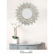 White / Golden Handicrafts Antique Looking Flower Design Decorative Metal Wall Mirror