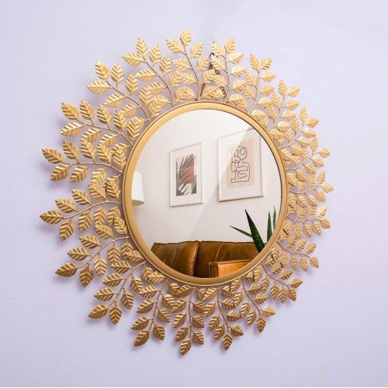 Beautiful Golden Leaf Wall Mirror
