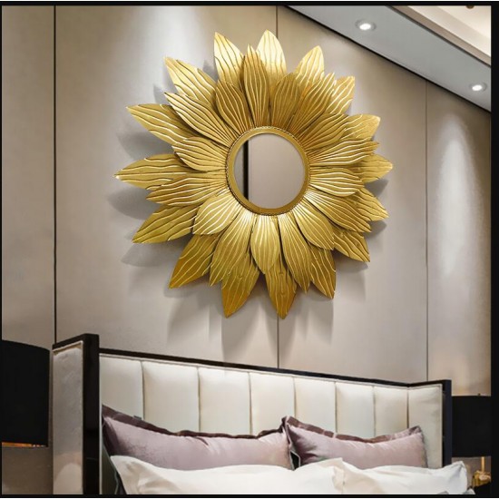 Luxury Sunflower Wrought Iron Decorative Wall Mirror