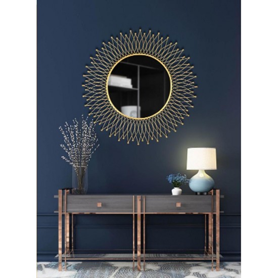 Sunflower Sunburst Metal Wall Round Mirror for Luxury Home (32 Inch)