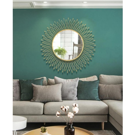 Sunflower Sunburst Metal Wall Round Mirror for Luxury Home (32 Inch)
