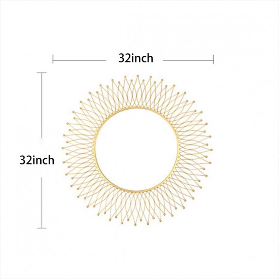 Sunflower Sunburst Metal Wall Round Mirror for Luxury Home (32 Inch)