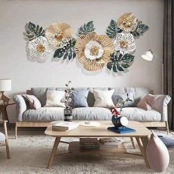 Green Golden Flower Metal Flower Wall Art Perfect for Living Room