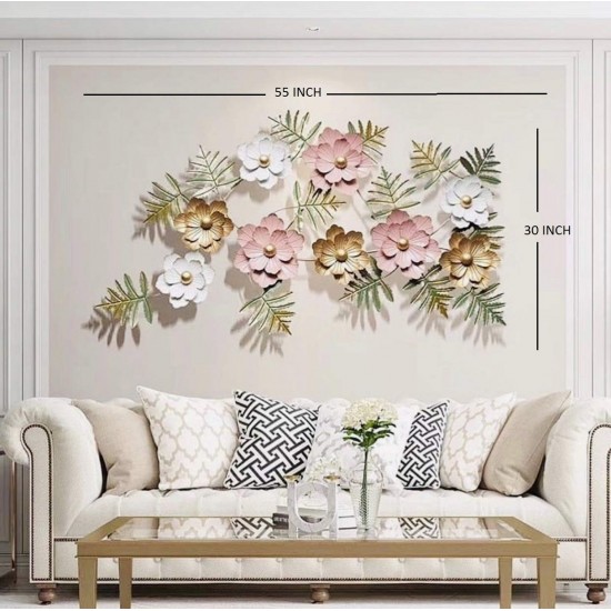 Pink Gold Flower Abstract Wall Art Perfect for Living Room