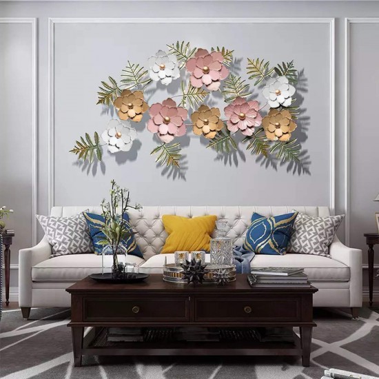 Pink Gold Flower Abstract Wall Art Perfect for Living Room