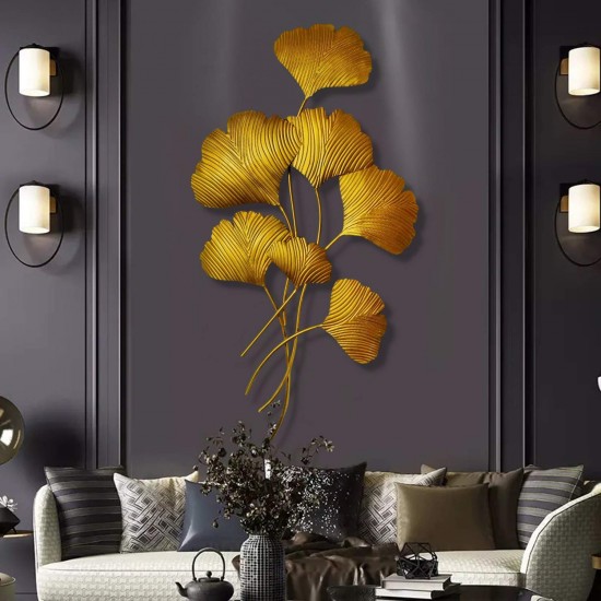 Golden Leaf Iron Wall Hanging Home Decoration Perfect for Living Room