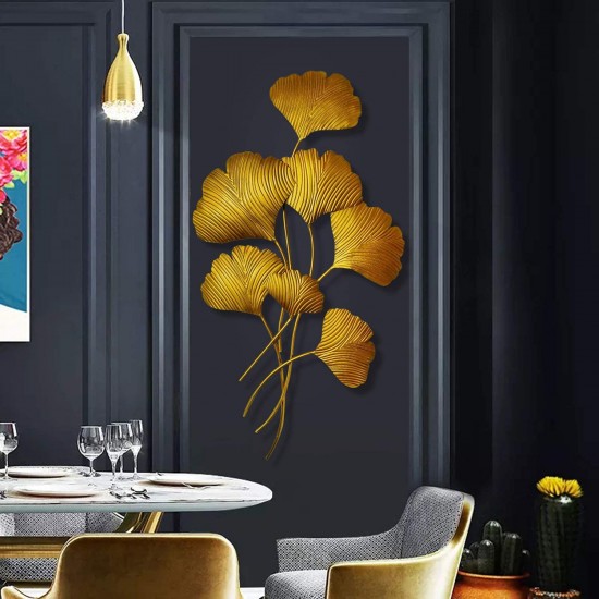 Golden Leaf Iron Wall Hanging Home Decoration Perfect for Living Room