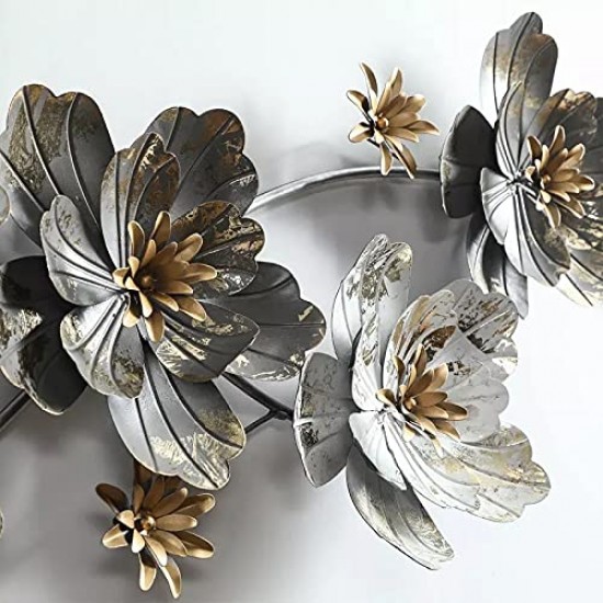 Grey White Flower Leaf Wall Art Perfect for Living Room