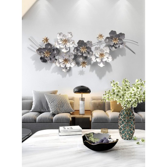 Grey White Flower Leaf Wall Art Perfect for Living Room