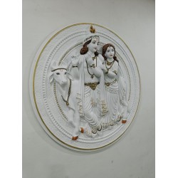 Radha Krishna with Cow Wall Hanging Sculpture - 4x4ft