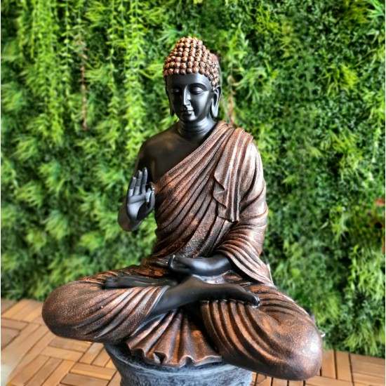 Aura Copper Black Fibre Buddha Statue