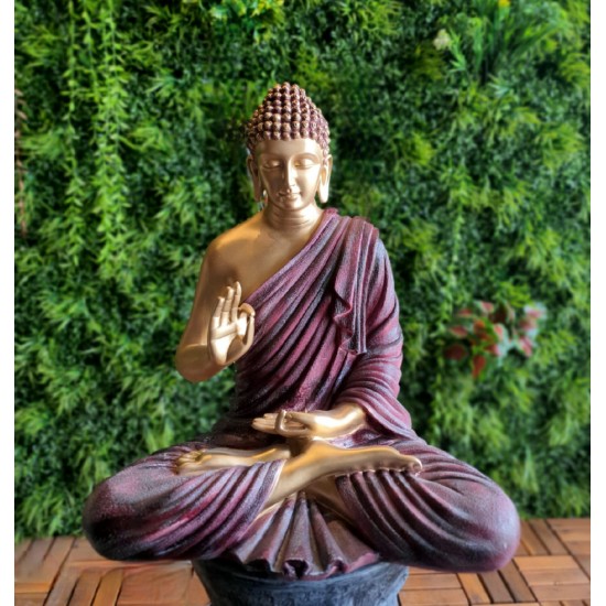 Aura Magenta Golden Fibre Buddha Statue