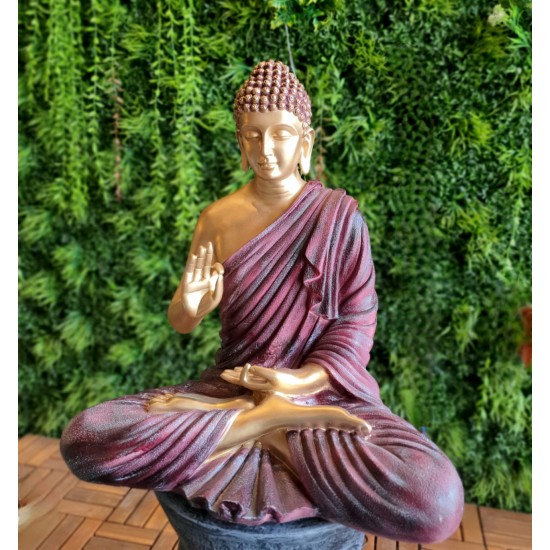 Aura Magenta Golden Fibre Buddha Statue