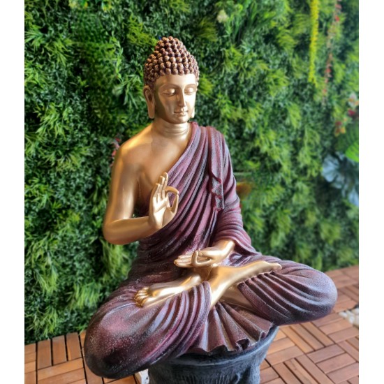 Aura Magenta Golden Fibre Buddha Statue