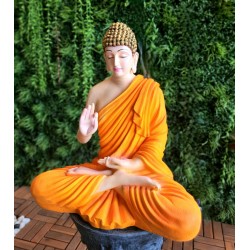 Aura Orange Peach Fibre Buddha Statue