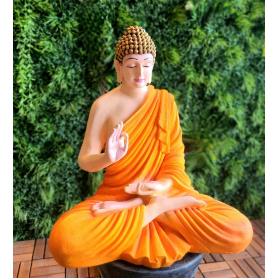 Aura Orange Peach Fibre Buddha Statue