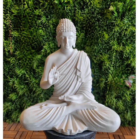 Aura White Fibre Buddha Statue