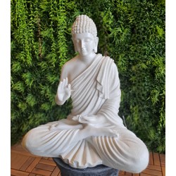 Aura White Fibre Buddha Statue