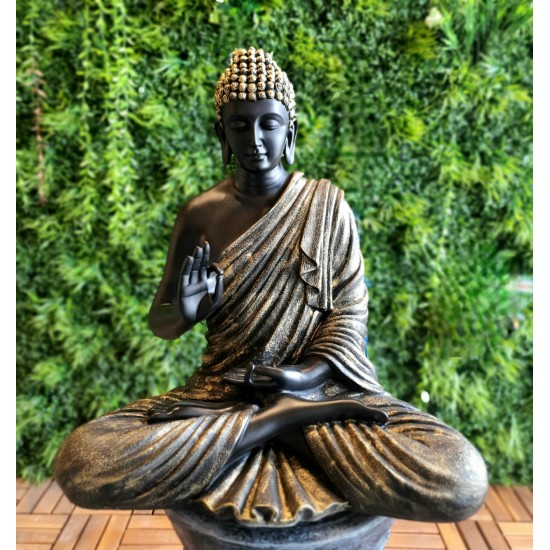 Aura Green Black Fibre Buddha Statue