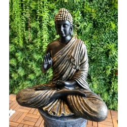 Aura Green Black Fibre Buddha Statue