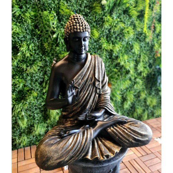 Aura Green Black Fibre Buddha Statue