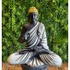 Aura Grey Black Fibre Buddha Statue