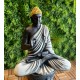 Aura Grey Black Fibre Buddha Statue