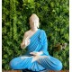 Aura SkyBlue White Fibre Buddha Statue