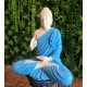 Aura SkyBlue White Fibre Buddha Statue