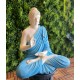 Aura SkyBlue White Fibre Buddha Statue