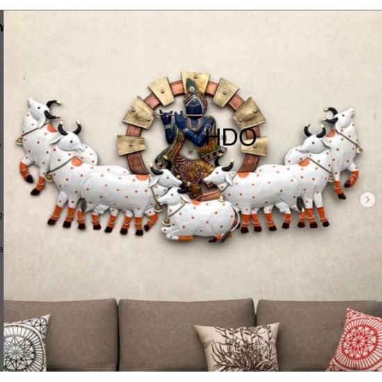 Cow Krishna led  Metal Wall Art Hanging for Home Decoration