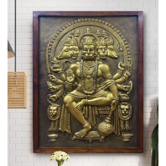 Panchmukhi Hanuman 3D Relief Mural Wall Art 36x24 inch