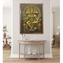 Panchmukhi Hanuman 3D Relief Mural Wall Art 48x24 inch