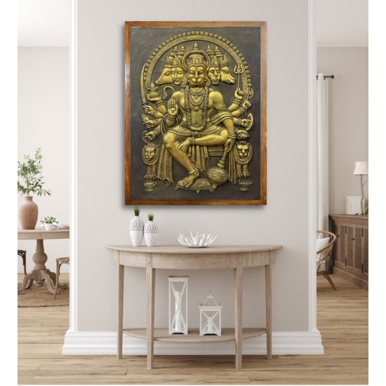 Panchmukhi Hanuman 3D Relief Mural Wall Art 36x24 inch