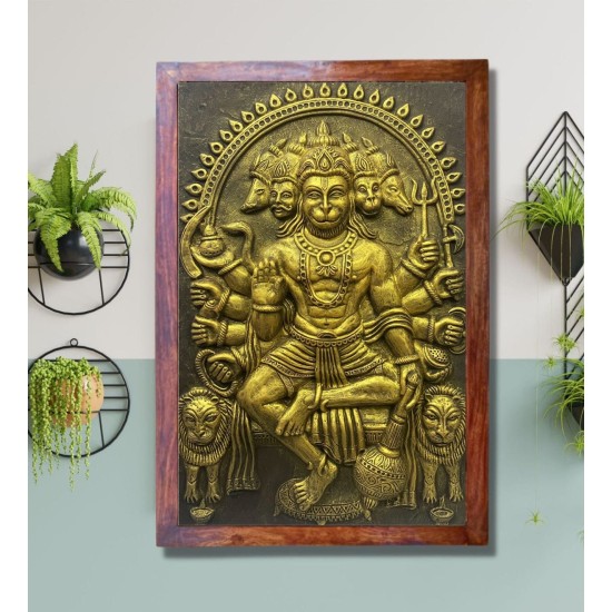 Panchmukhi Hanuman 3D Relief Mural Wall Art 36x24 inch