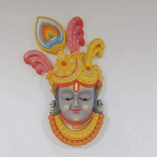 Coloured Shreenath Ji face wall Mural wall hanging(18*24 inches)