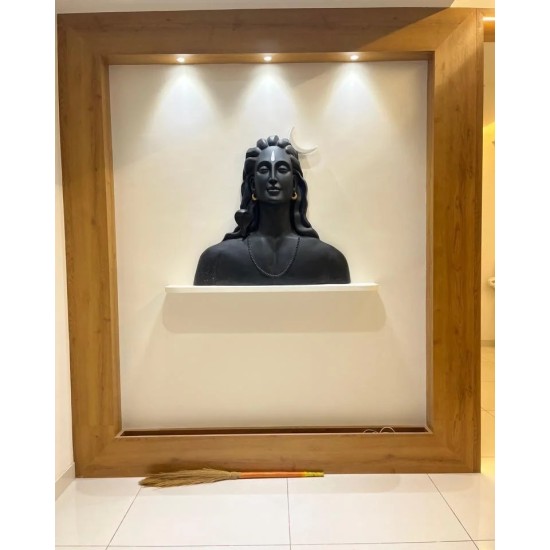 Lord Adiyogi Wall Hanging Sculpture - 3x3ft (Black)