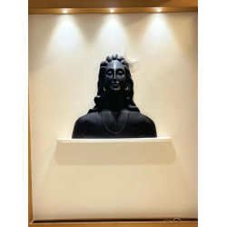 Lord Adiyogi Wall Hanging Sculpture - 3x3ft (Black)